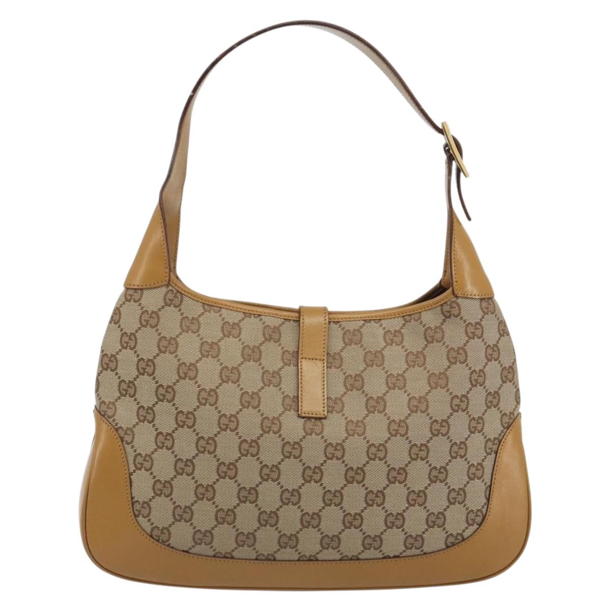 GUCCI GG Canvas Jackie Sherry Line Shoulder Bag Beige Gold 001 3306 Auth 187516V