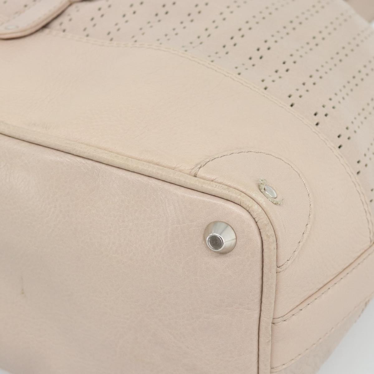 Chloe Kerala Hand Bag Leather Beige Silver Auth 187518V