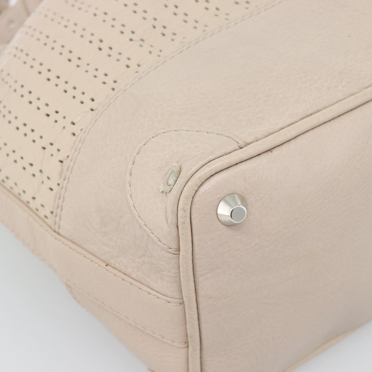 Chloe Kerala Hand Bag Leather Beige Silver Auth 187518V