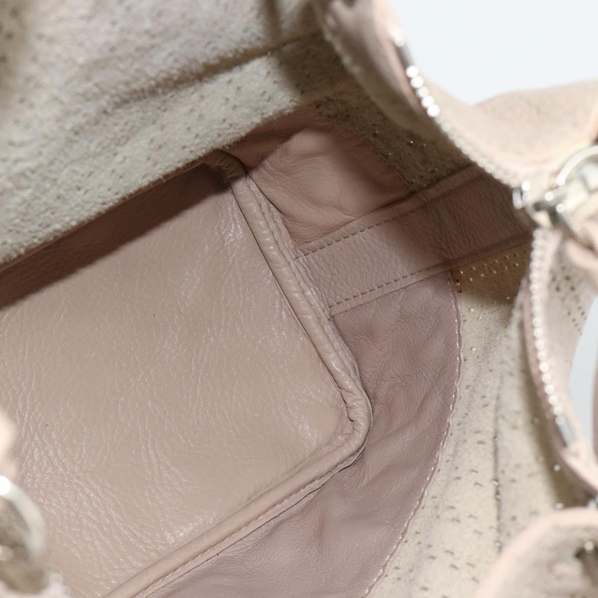 Chloe Kerala Hand Bag Leather Beige Silver Auth 187518V