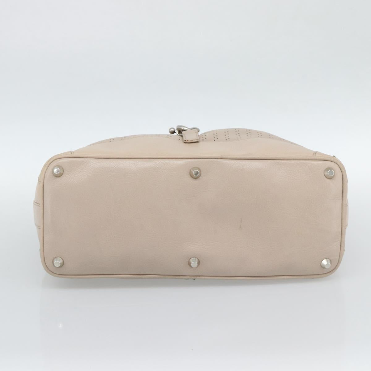 Chloe Kerala Hand Bag Leather Beige Silver Auth 187518V
