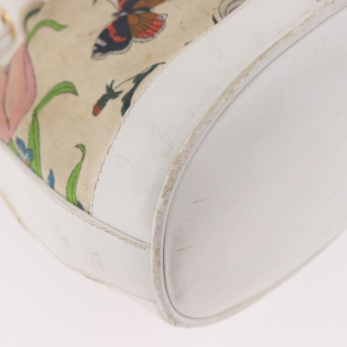 GUCCI Shoulder Bag Canvas Flora Beige Gold 007 14 0071 Auth 187532