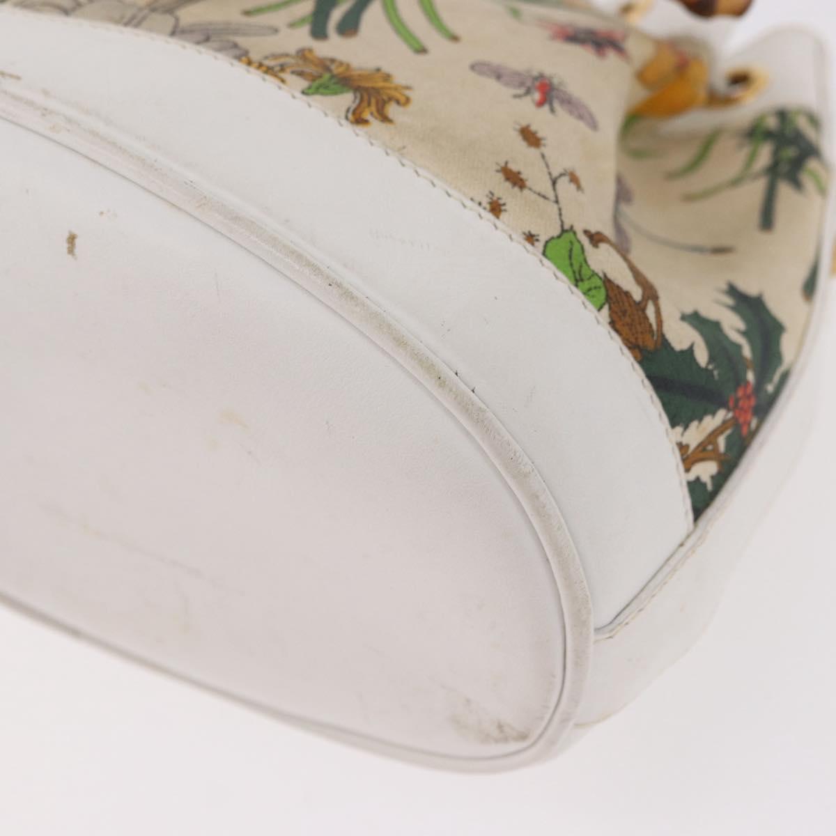 GUCCI Shoulder Bag Canvas Flora Beige Gold 007 14 0071 Auth 187532