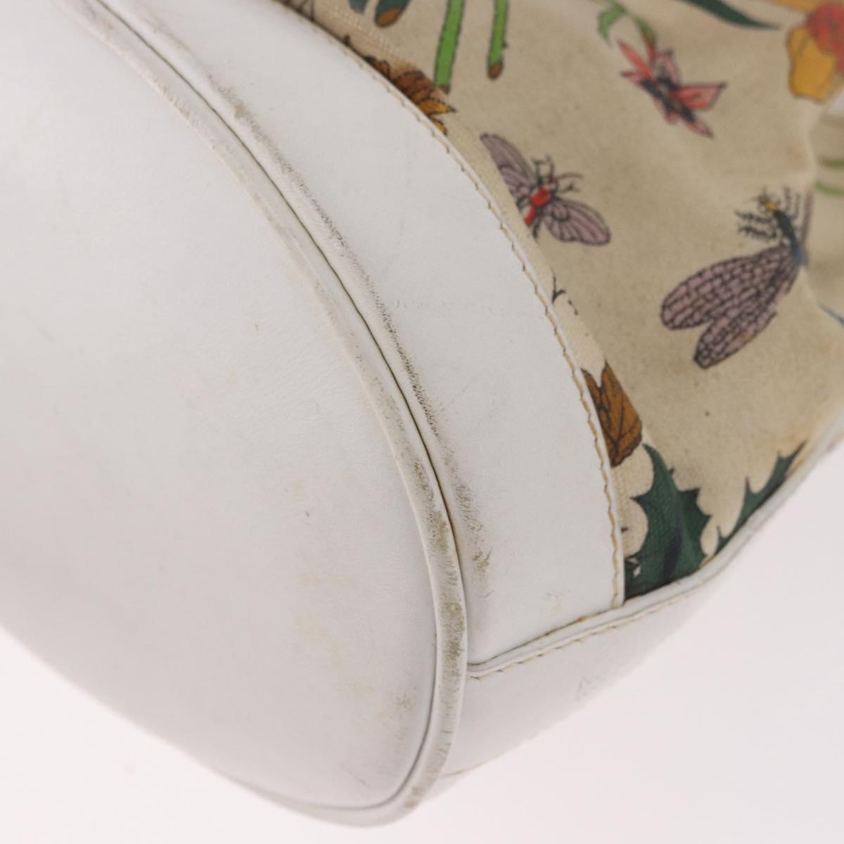 GUCCI Shoulder Bag Canvas Flora Beige Gold 007 14 0071 Auth 187532