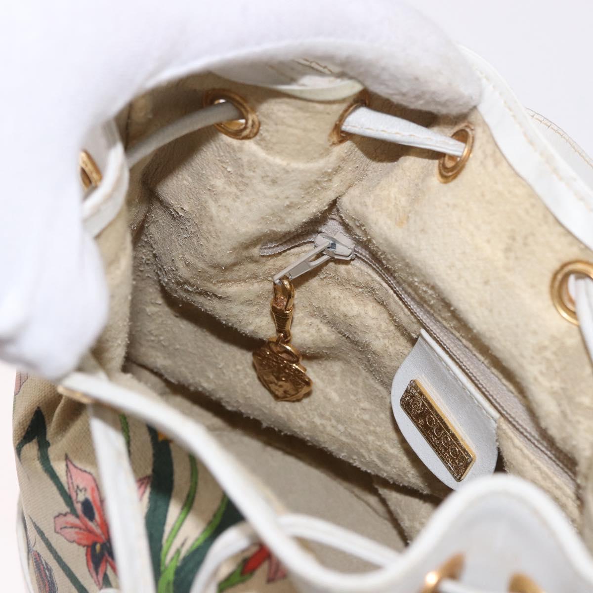 GUCCI Shoulder Bag Canvas Flora Beige Gold 007 14 0071 Auth 187532
