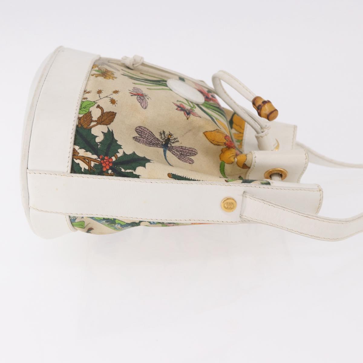 GUCCI Shoulder Bag Canvas Flora Beige Gold 007 14 0071 Auth 187532