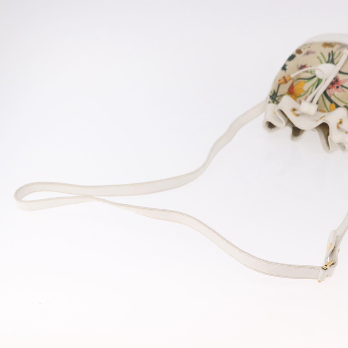 GUCCI Shoulder Bag Canvas Flora Beige Gold 007 14 0071 Auth 187532
