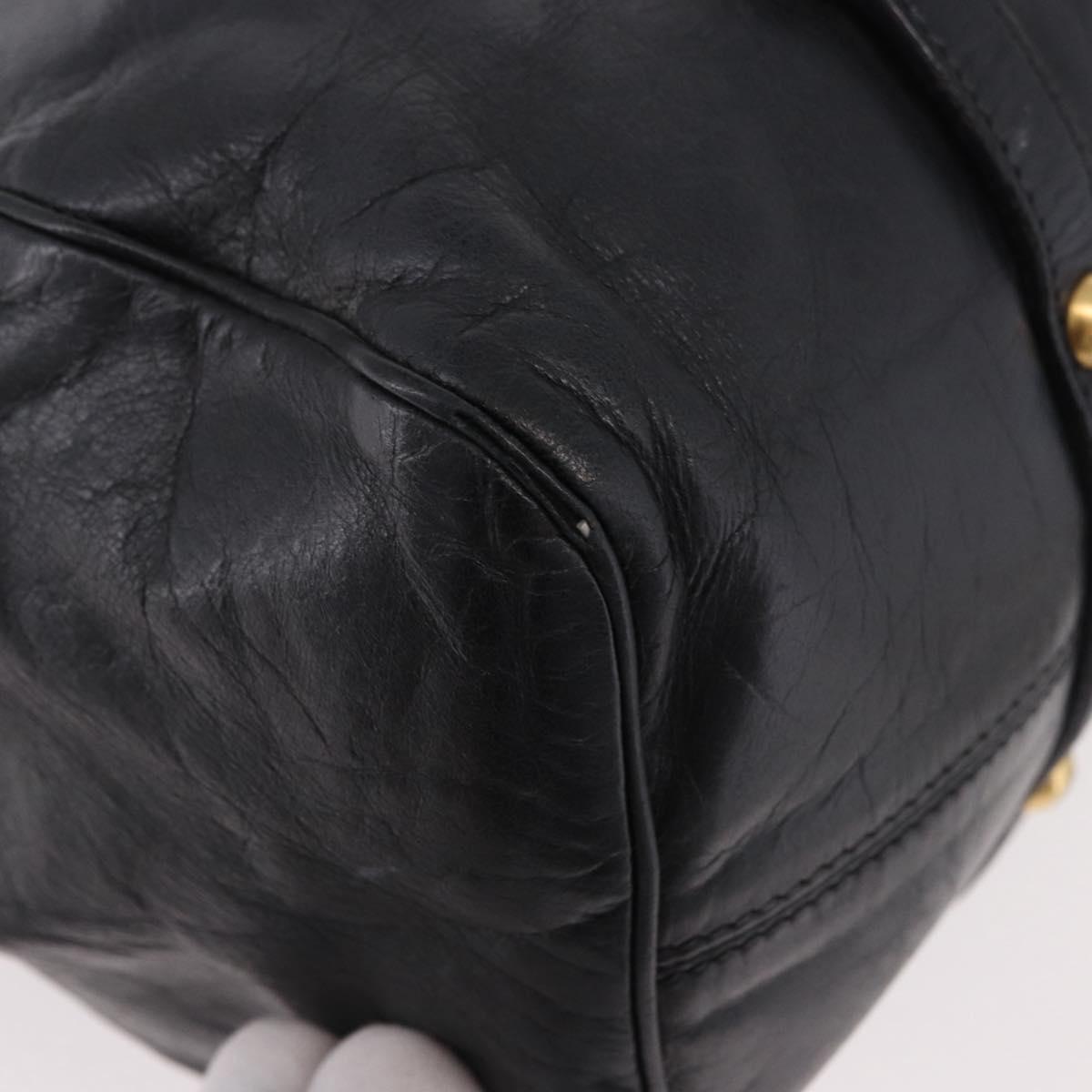Miu Miu Hand Bag Leather Black Gold Auth 187540