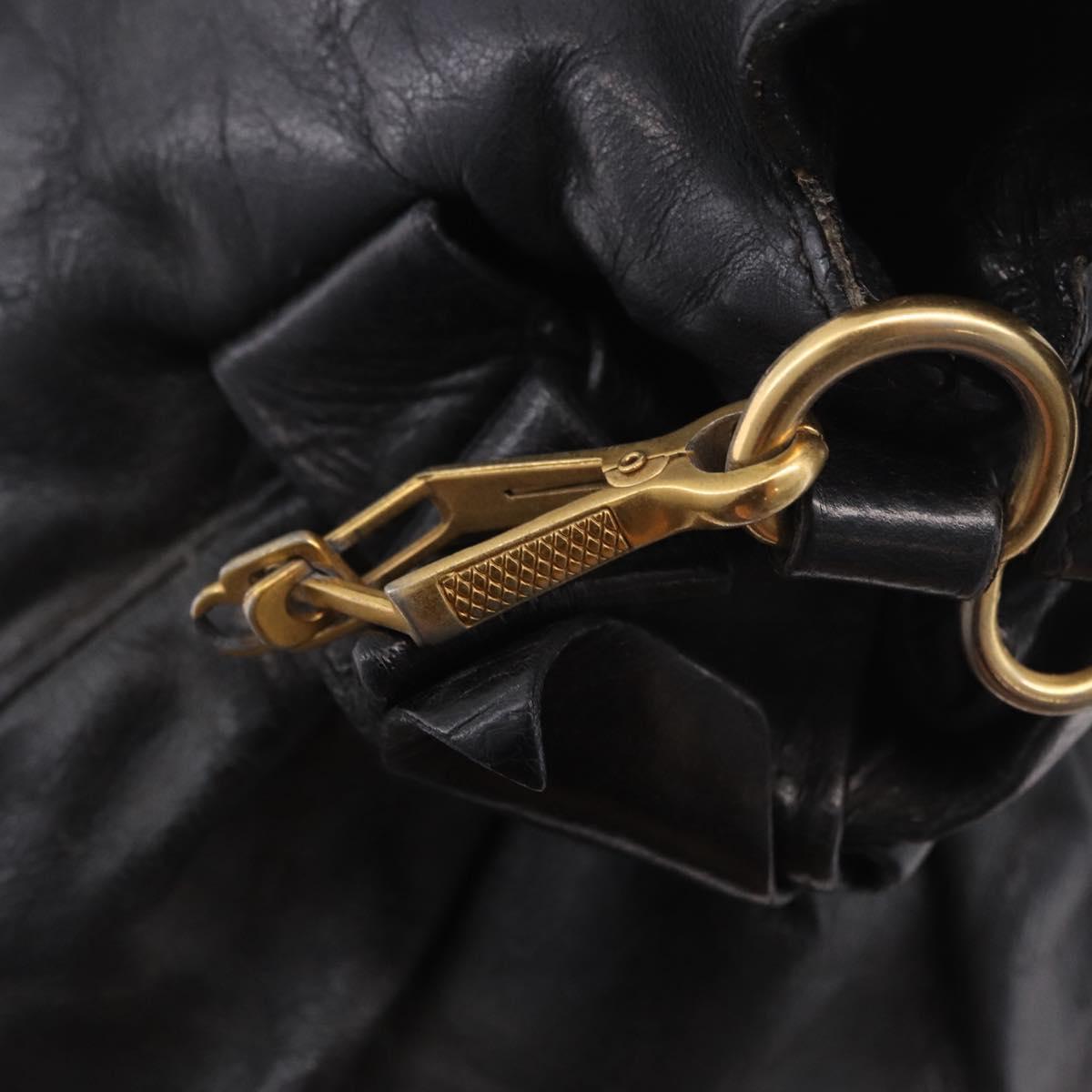Miu Miu Hand Bag Leather Black Gold Auth 187540