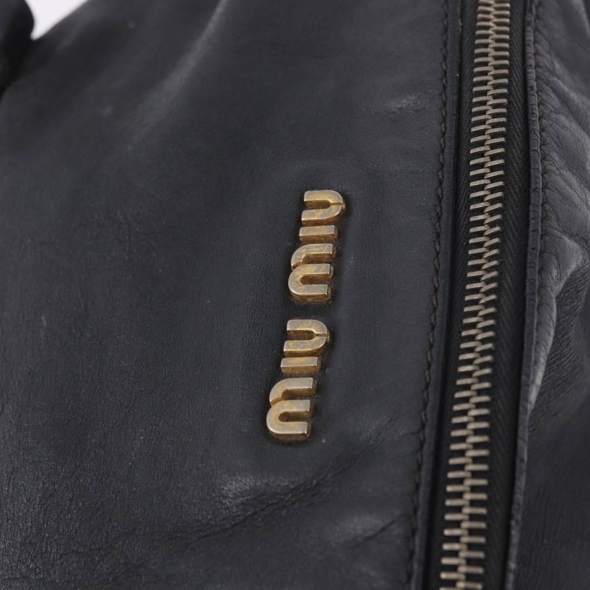 Miu Miu Hand Bag Leather Black Gold Auth 187540