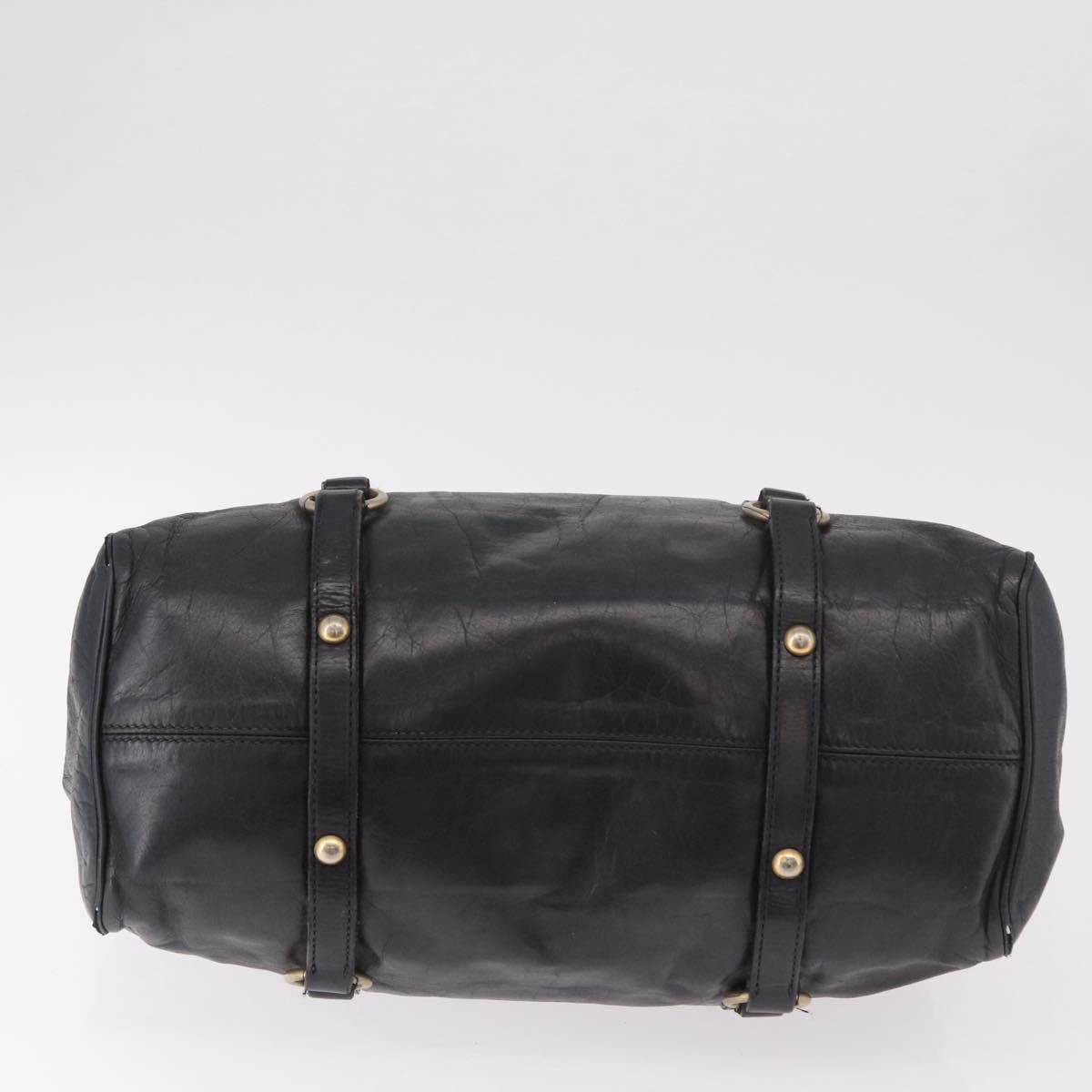 Miu Miu Hand Bag Leather Black Gold Auth 187540