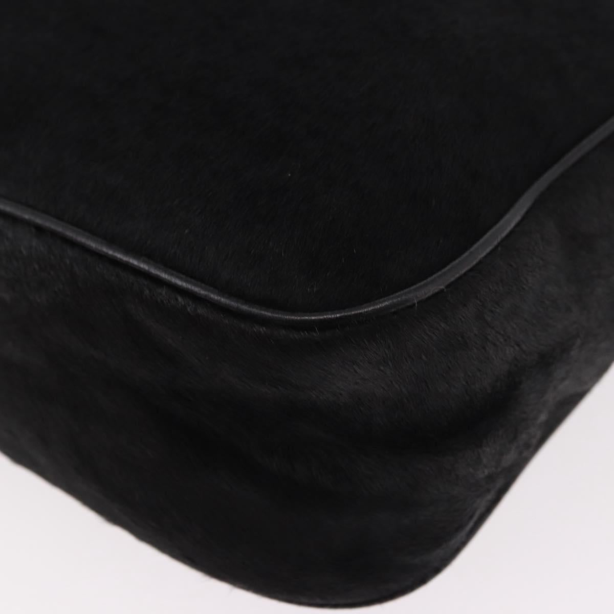 FENDI Shoulder Bag Harako leather Black Silver Auth 187543V