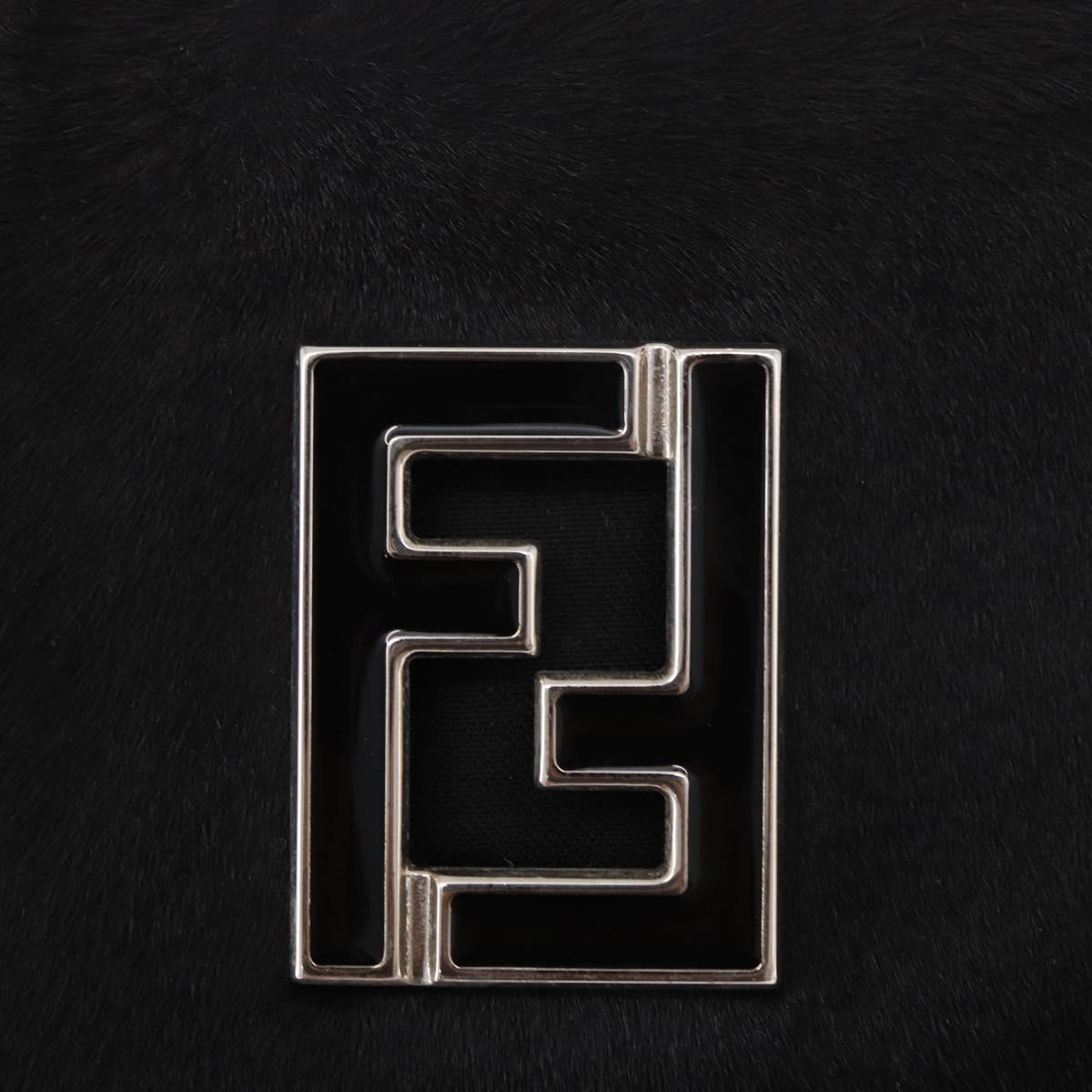 FENDI Shoulder Bag Harako leather Black Silver Auth 187543V