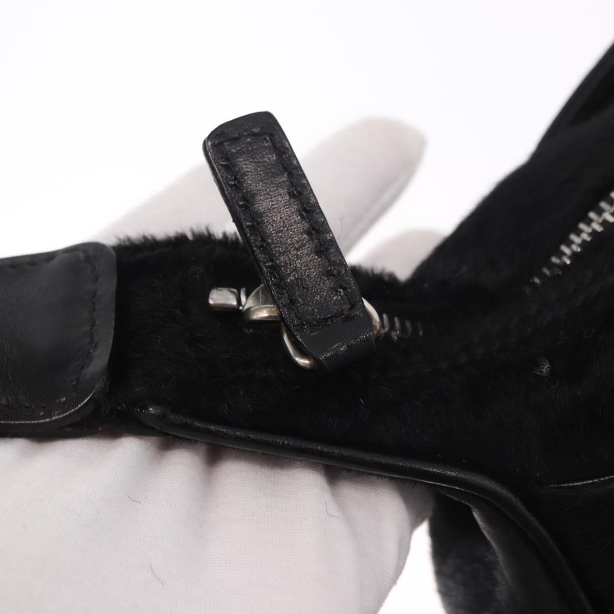 FENDI Shoulder Bag Harako leather Black Silver Auth 187543V