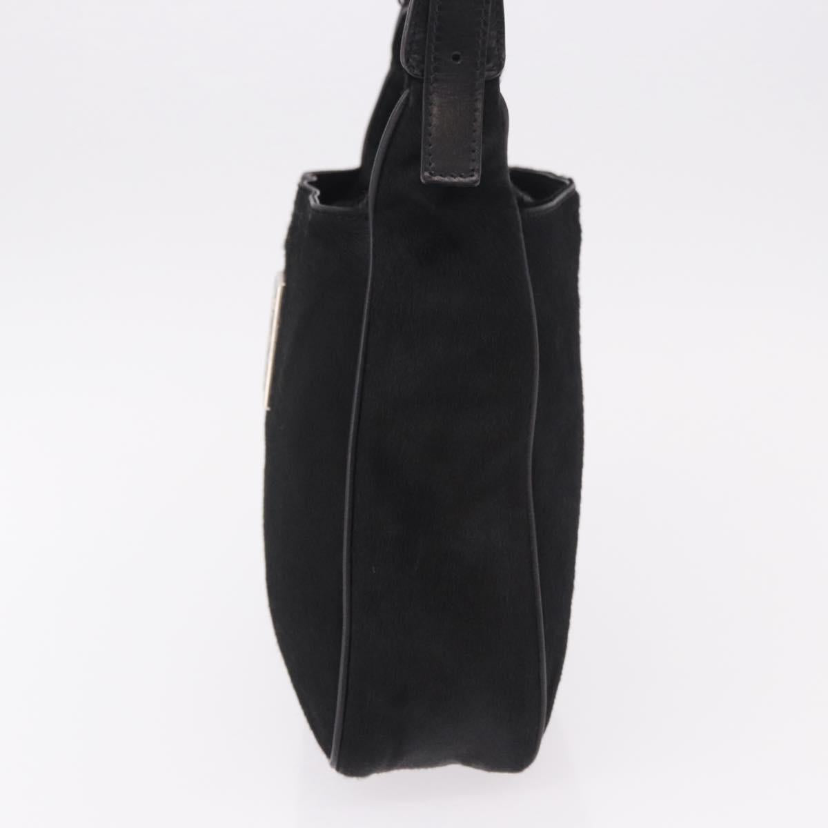 FENDI Shoulder Bag Harako leather Black Silver Auth 187543V