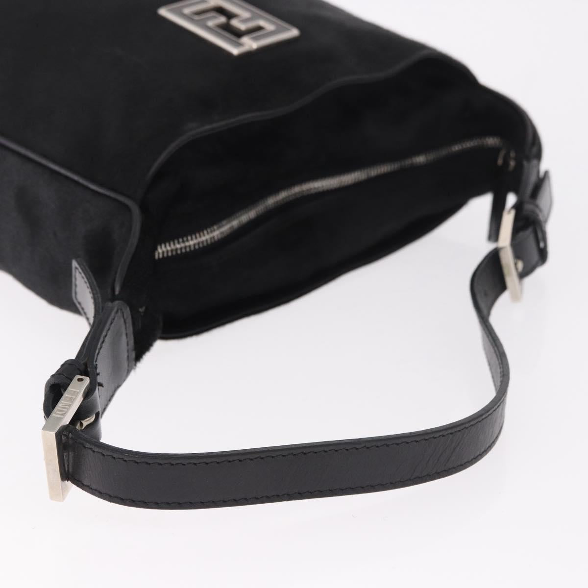 FENDI Shoulder Bag Harako leather Black Silver Auth 187543V
