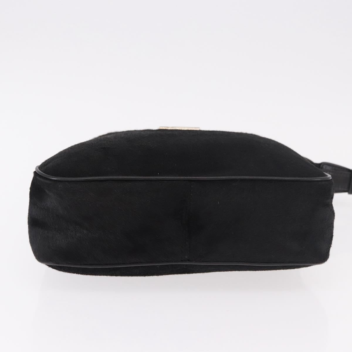 FENDI Shoulder Bag Harako leather Black Silver Auth 187543V
