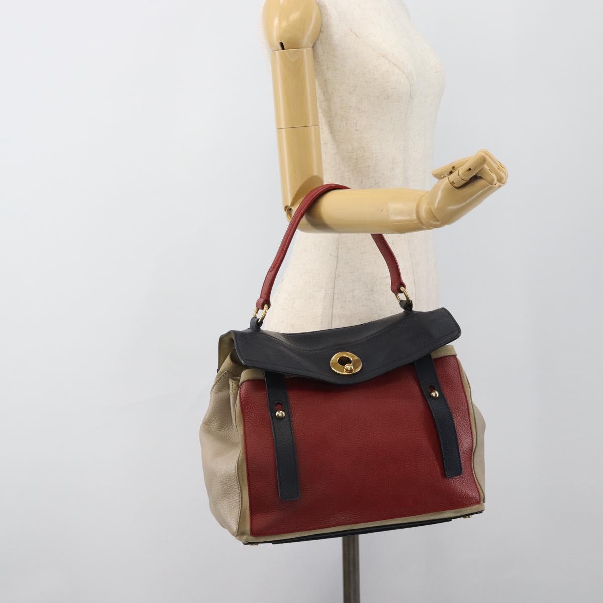 Salvatore Ferragamo Shoulder Bag Leather Beige Gold Auth 187550A