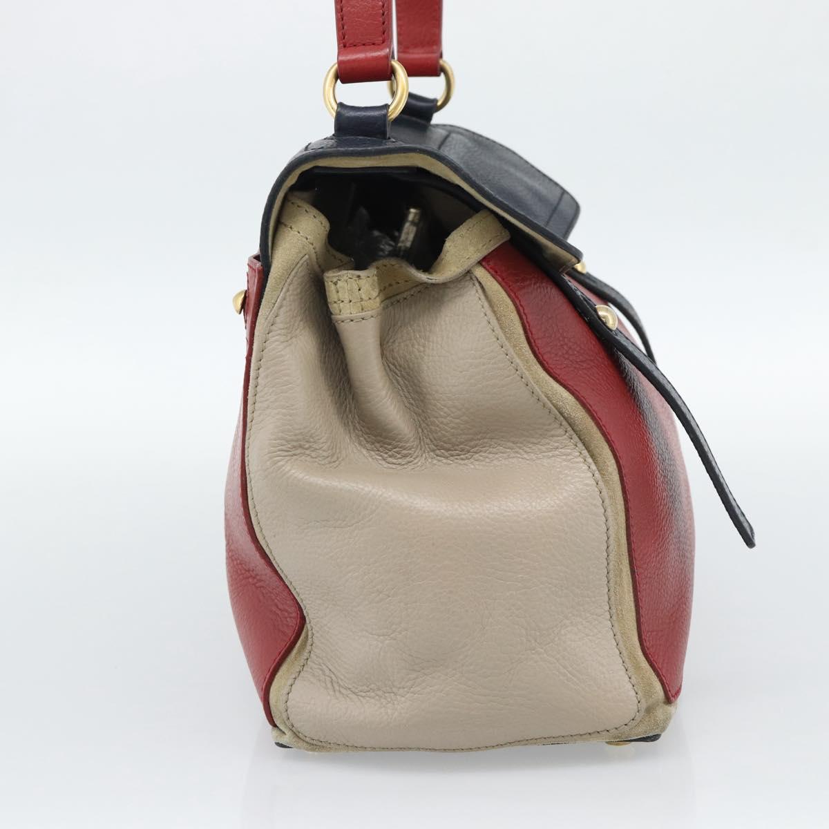 Salvatore Ferragamo Shoulder Bag Leather Beige Gold Auth 187550A