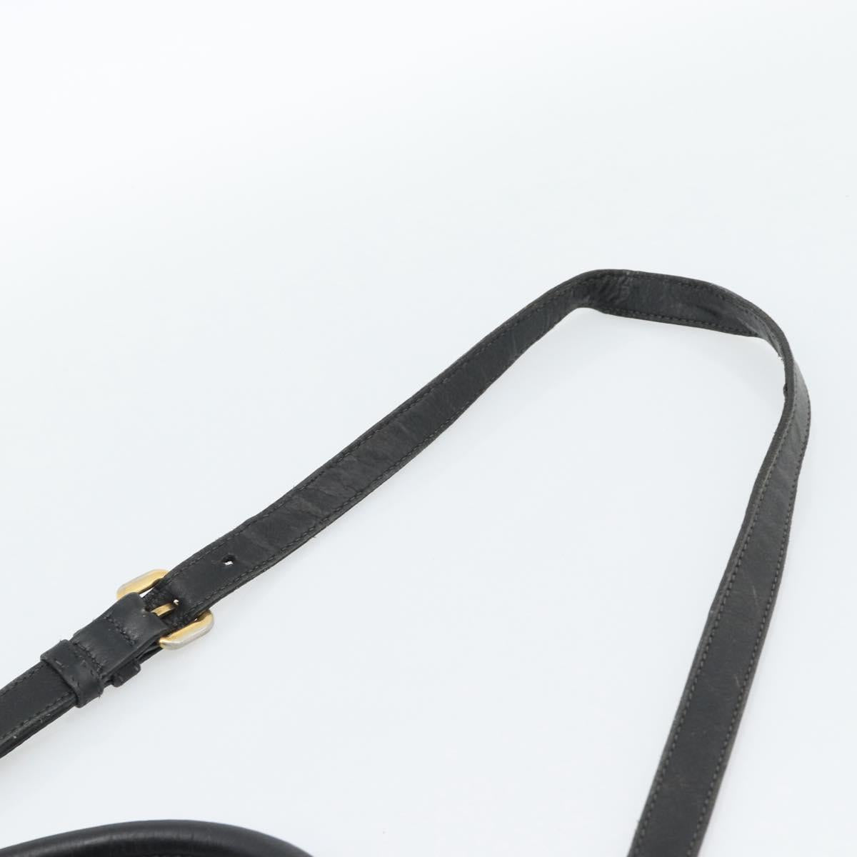 PRADA Hand Bag Leather 2way Black Gold Auth 187551