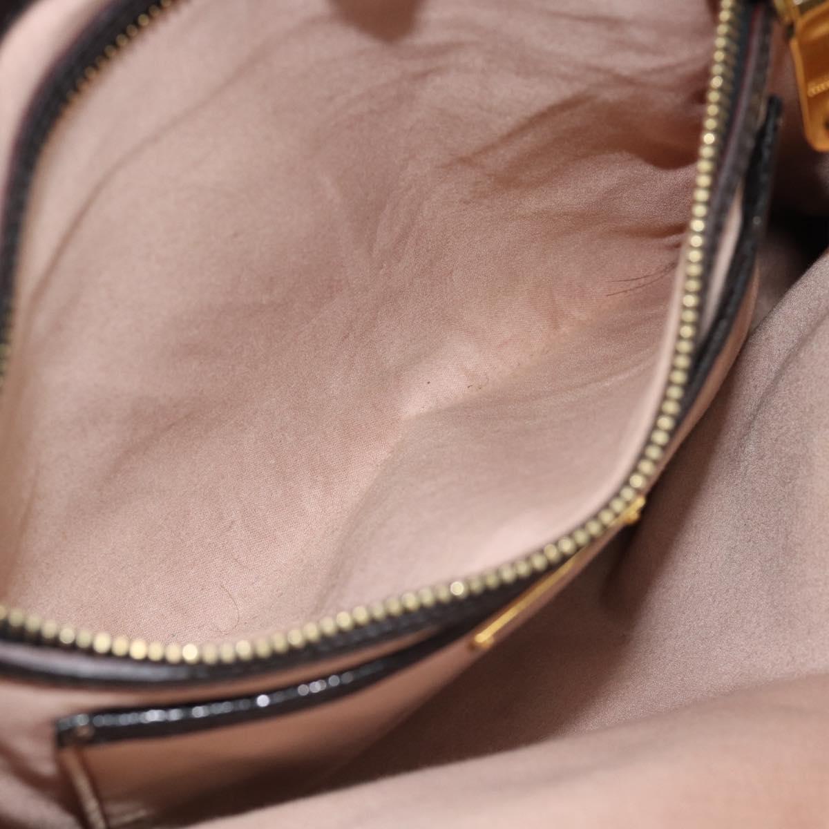 Miu Miu Madras Hand Bag Leather 2way Black Gold Auth 187556A