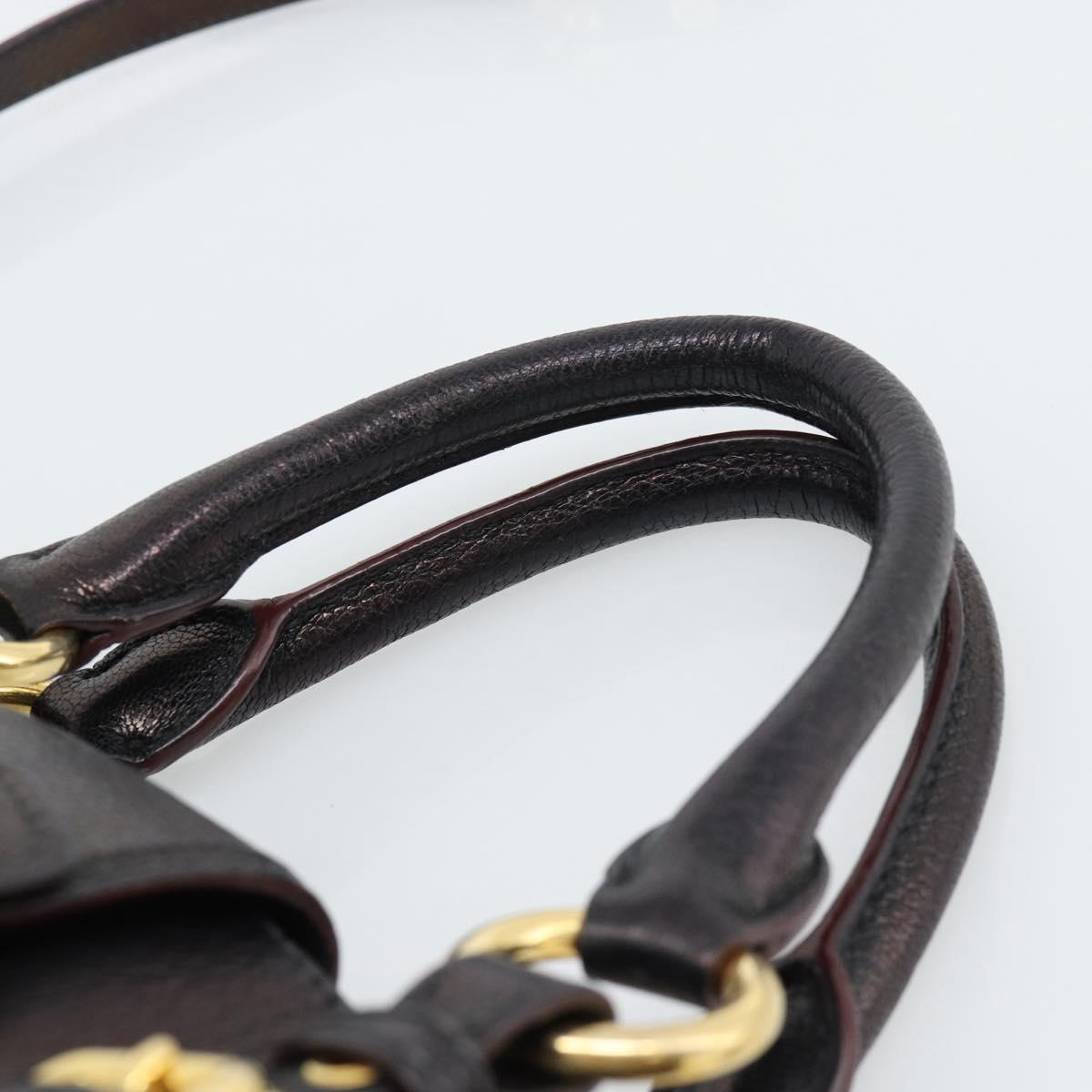 Miu Miu Madras Hand Bag Leather 2way Black Gold Auth 187556A