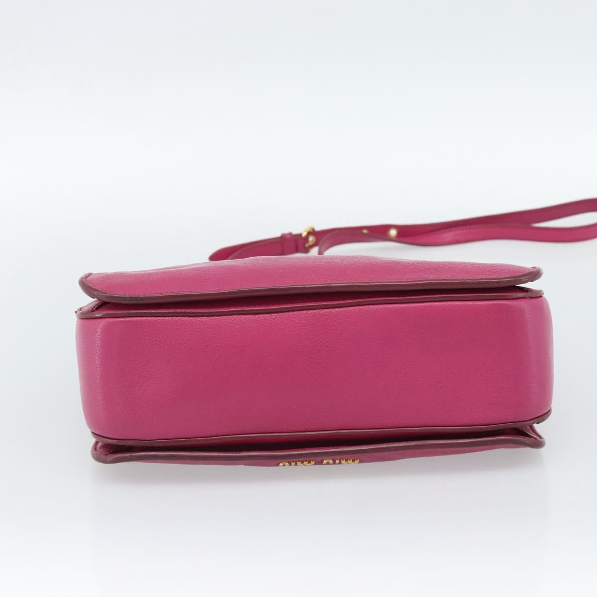 Miu Miu Madras Hand Bag Leather 2way Pink Gold Auth 187558A