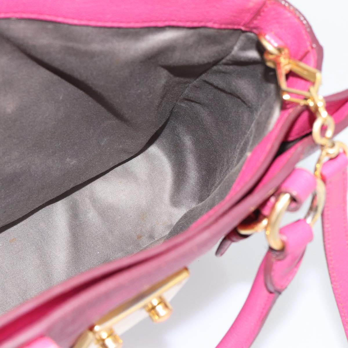 Miu Miu Madras Hand Bag Leather 2way Pink Gold Auth 187558A