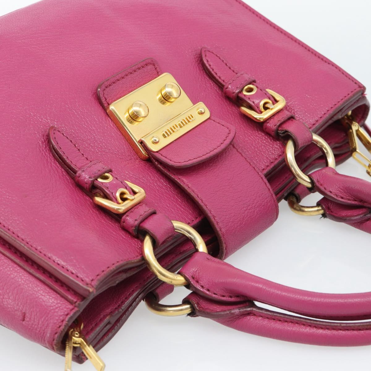 Miu Miu Madras Hand Bag Leather 2way Pink Gold Auth 187558A