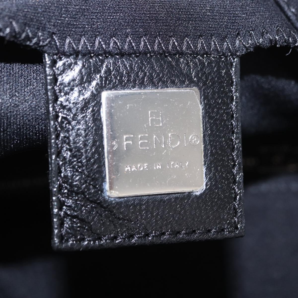 FENDI Mamma Baguette GM Shoulder Bag Cotton jersey Black Silver Auth 187560