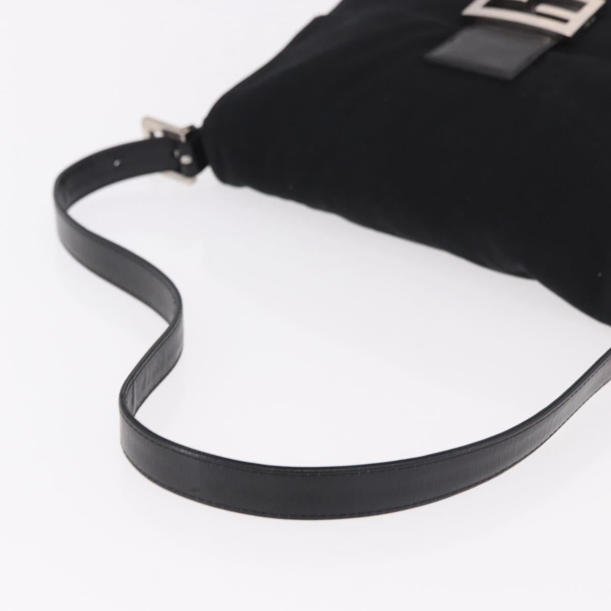 FENDI Mamma Baguette GM Shoulder Bag Cotton jersey Black Silver Auth 187560