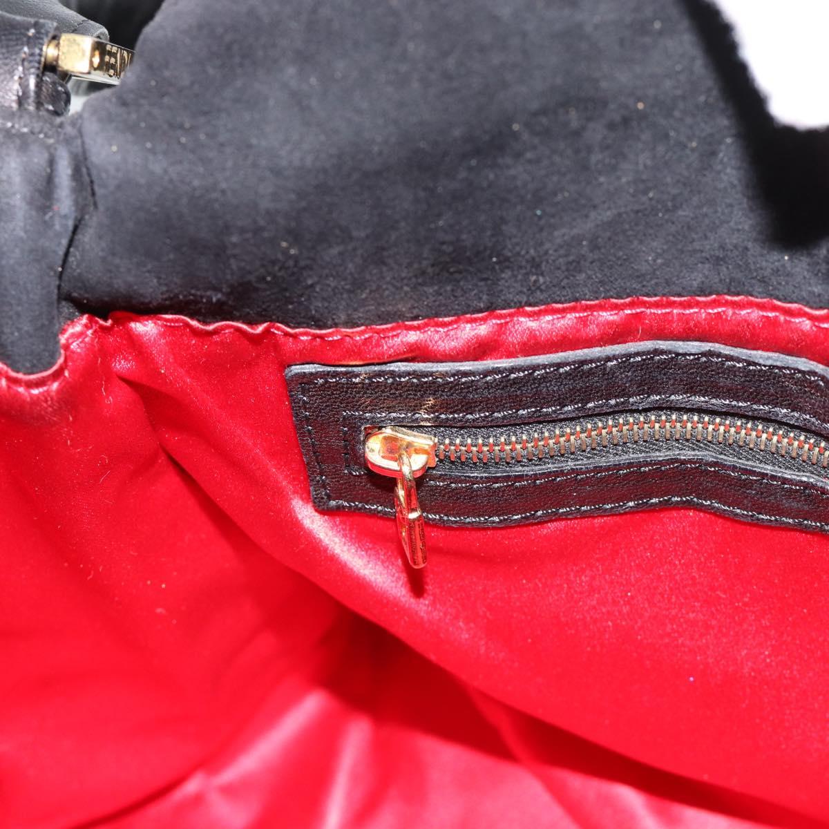 FENDI Mamma Baguette Shoulder Bag Suede Black Gold Auth 187561SAM