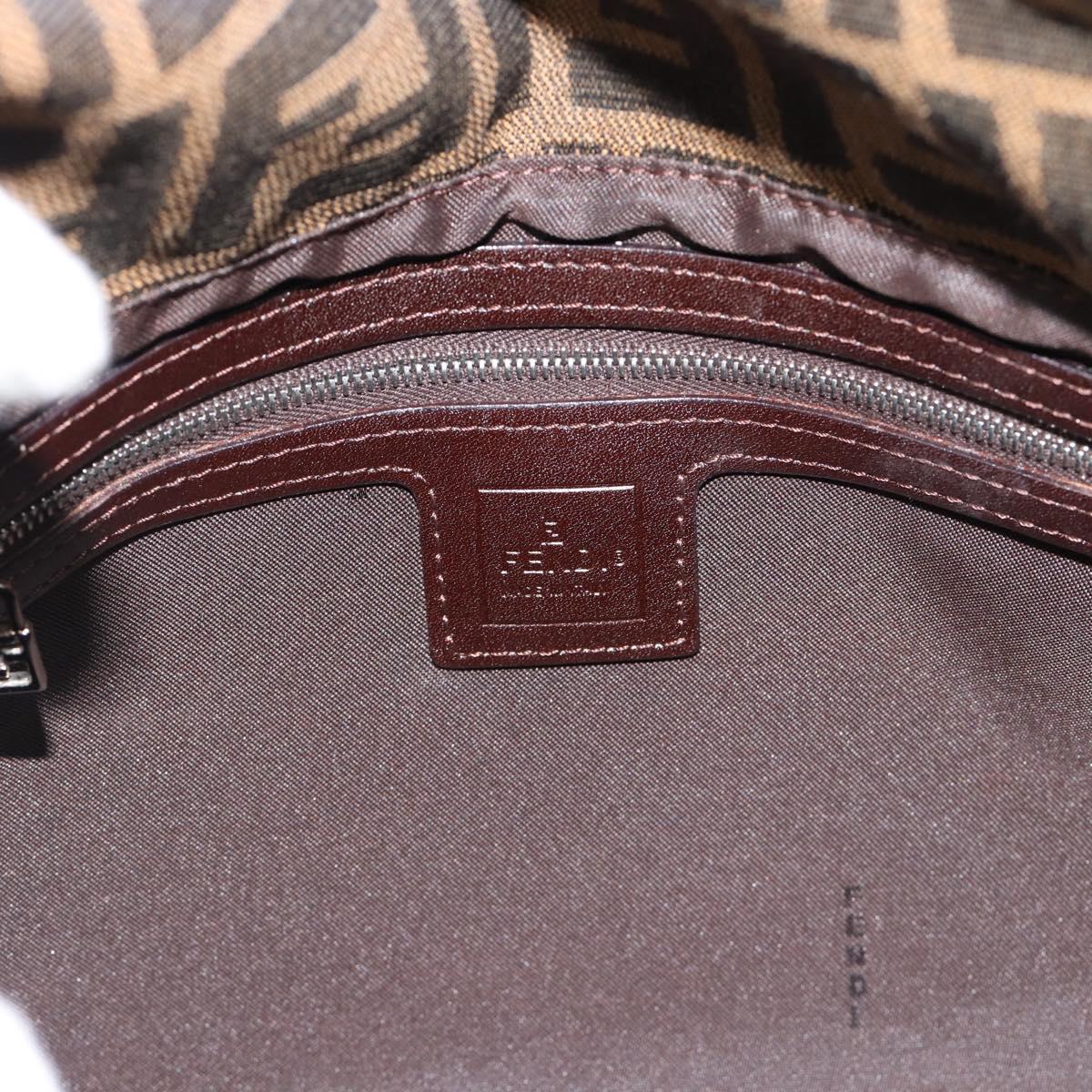 FENDI Zucca Canvas Mamma Baguette Shoulder Bag Black Brown Auth 187565SAV