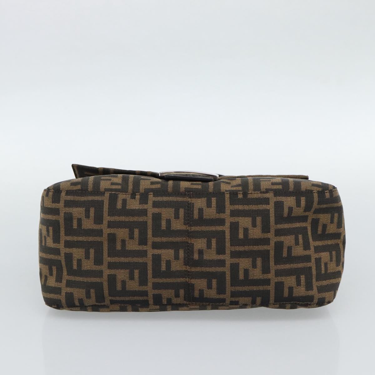 FENDI Zucca Canvas Mamma Baguette Shoulder Bag Black Brown Auth 187565SAV