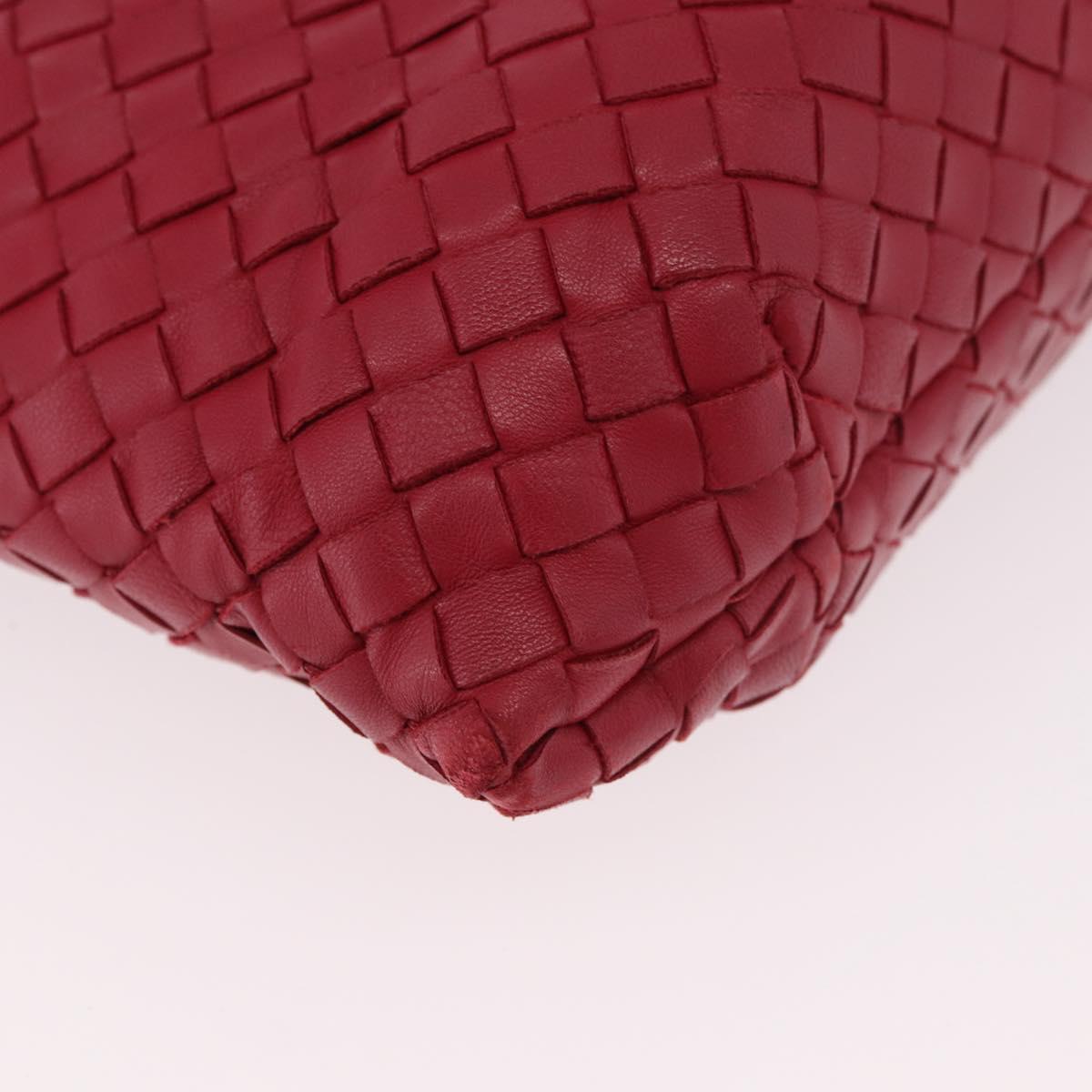 BOTTEGA VENETA INTRECCIATO Hand Bag Leather Red Gold Auth 187567A
