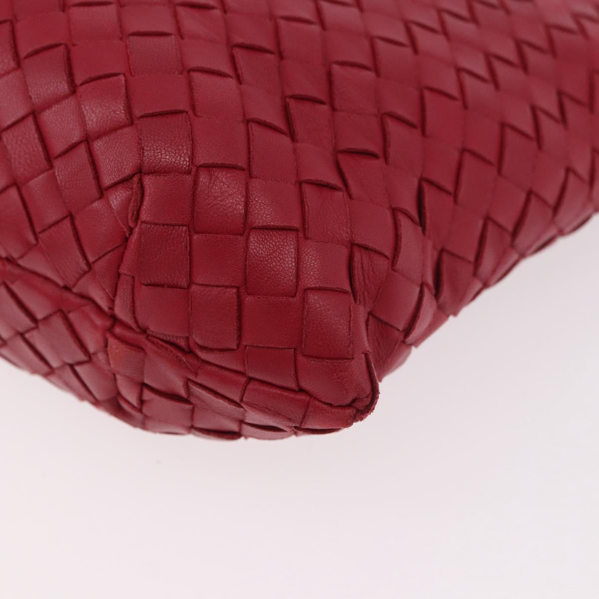 BOTTEGA VENETA INTRECCIATO Hand Bag Leather Red Gold Auth 187567A