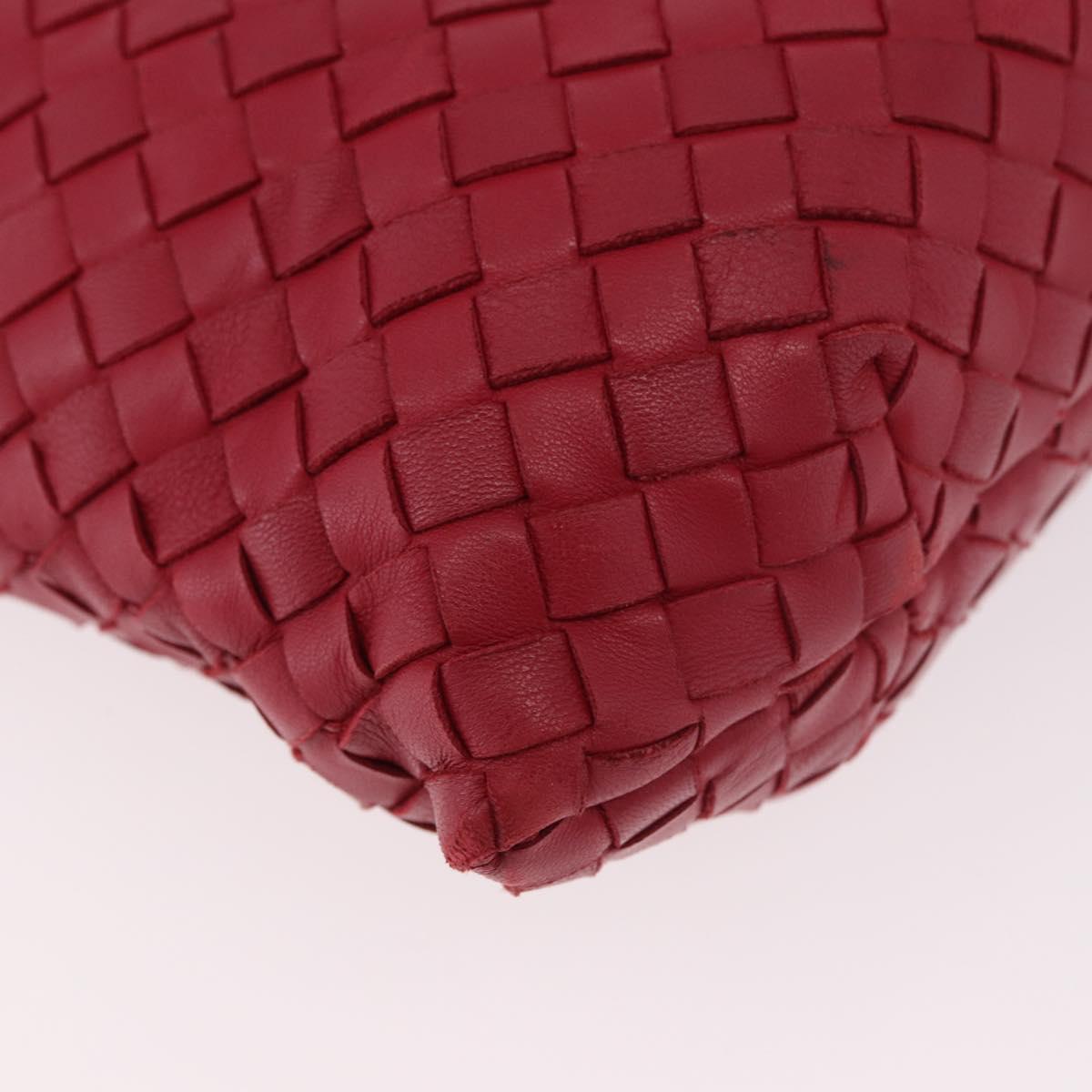 BOTTEGA VENETA INTRECCIATO Hand Bag Leather Red Gold Auth 187567A