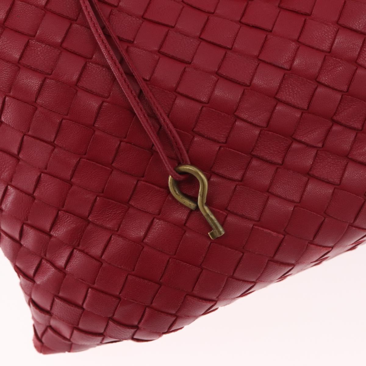 BOTTEGA VENETA INTRECCIATO Hand Bag Leather Red Gold Auth 187567A