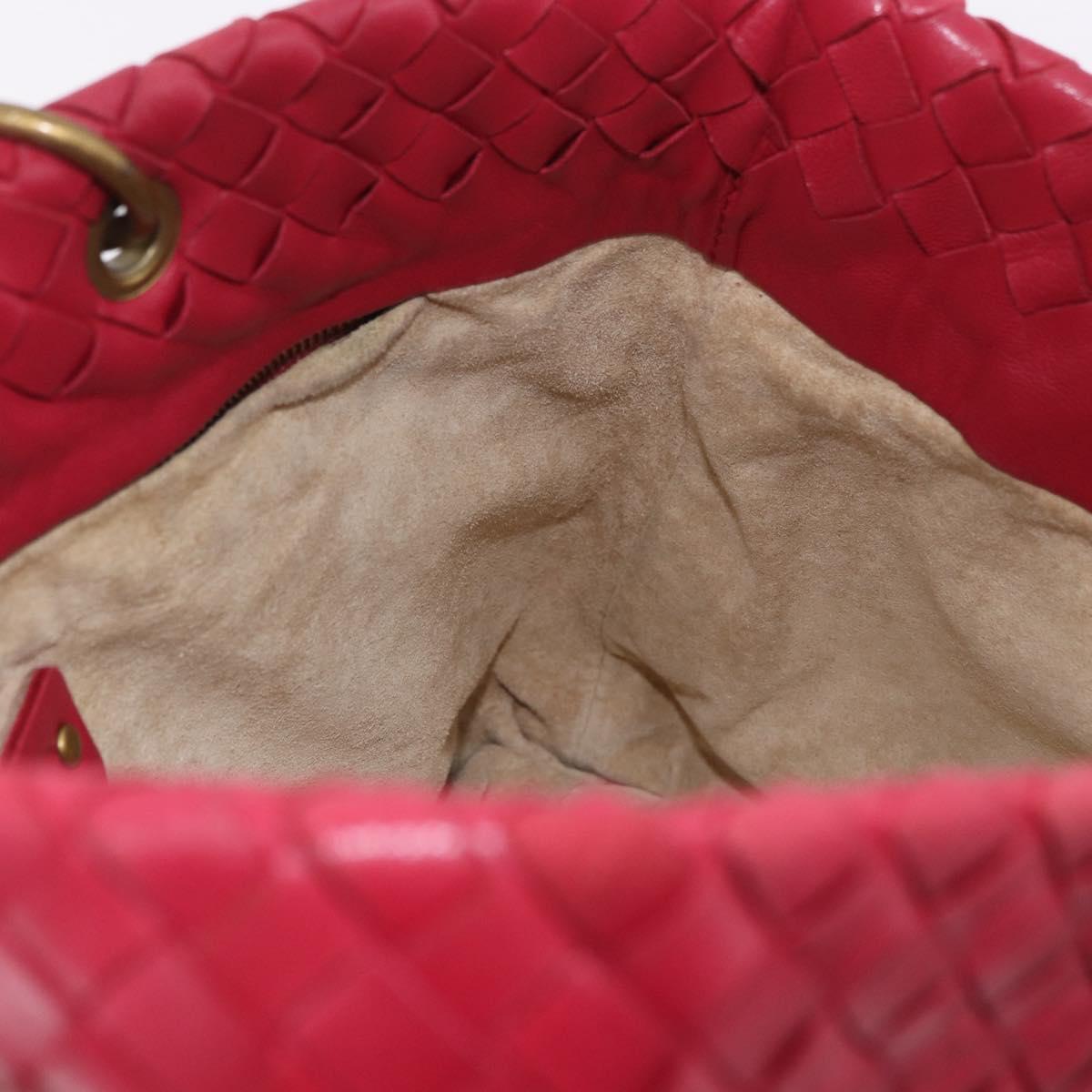 BOTTEGA VENETA INTRECCIATO Hand Bag Leather Red Gold Auth 187567A
