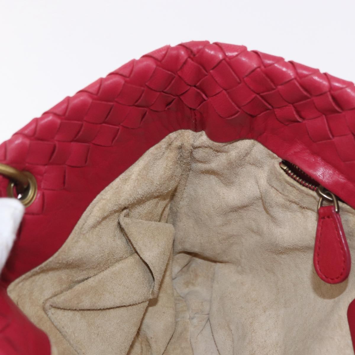 BOTTEGA VENETA INTRECCIATO Hand Bag Leather Red Gold Auth 187567A