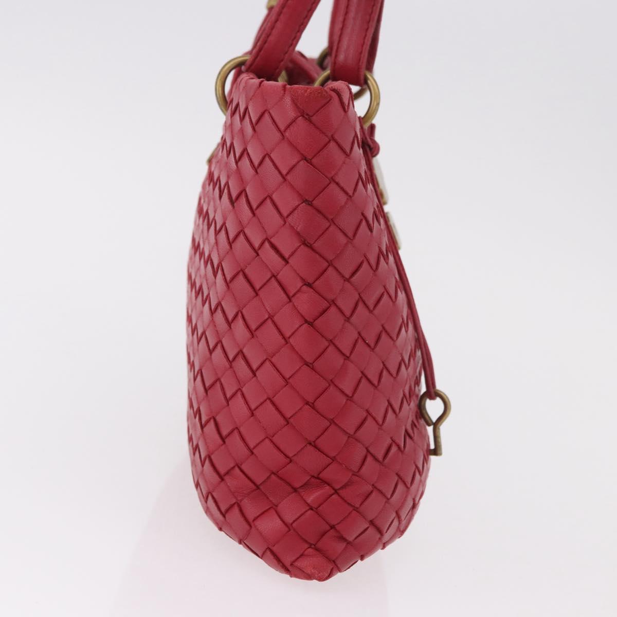 BOTTEGA VENETA INTRECCIATO Hand Bag Leather Red Gold Auth 187567A