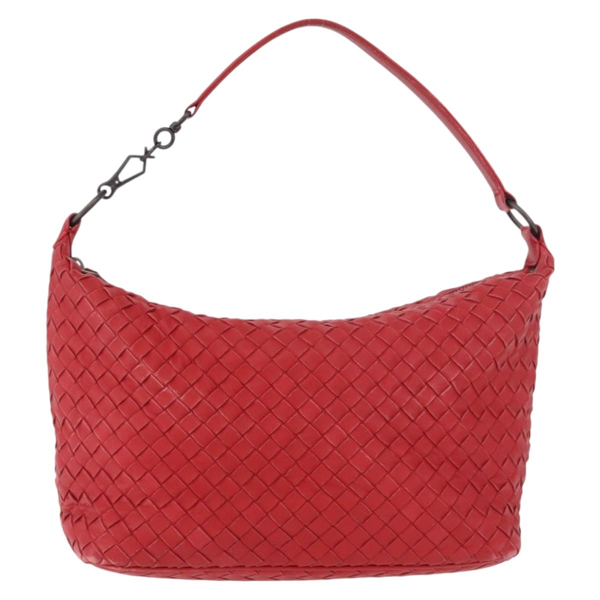 BOTTEGA VENETA INTRECCIATO Shoulder Bag Leather Red 239988 Auth 187569V