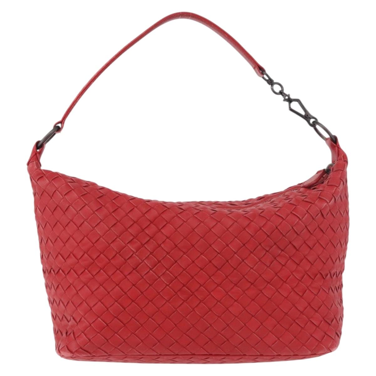 BOTTEGA VENETA INTRECCIATO Shoulder Bag Leather Red 239988 Auth 187569V