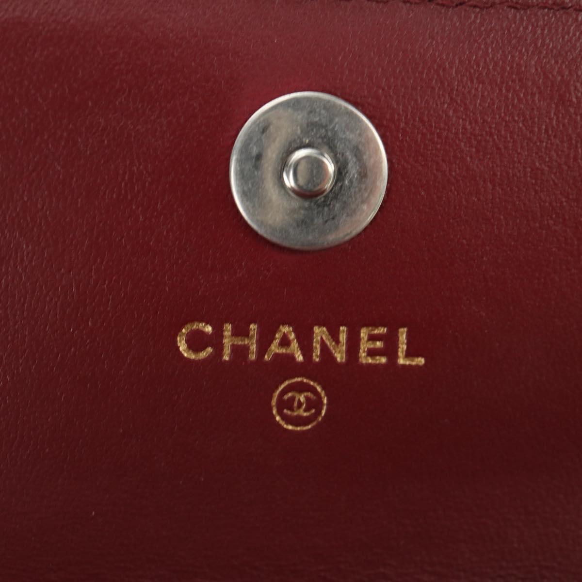 CHANEL Matelasse Shoulder Bag Calf Skin Silver Bordeaux CC Auth 187570V