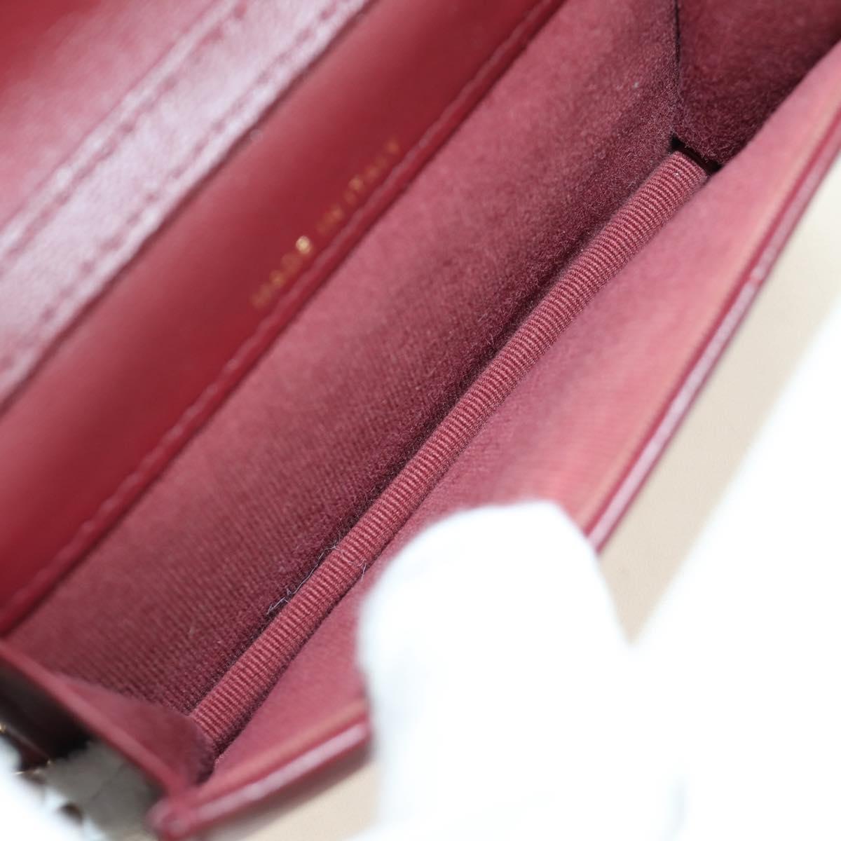 CHANEL Matelasse Shoulder Bag Calf Skin Silver Bordeaux CC Auth 187570V