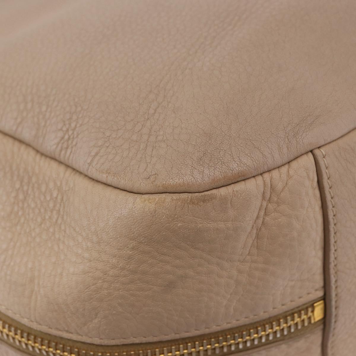 PRADA Hand Bag Vittero Dino Leather Beige Gold Auth 187572A