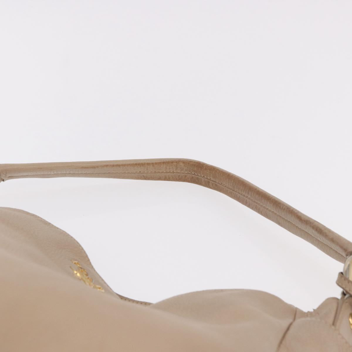 PRADA Hand Bag Vittero Dino Leather Beige Gold Auth 187572A
