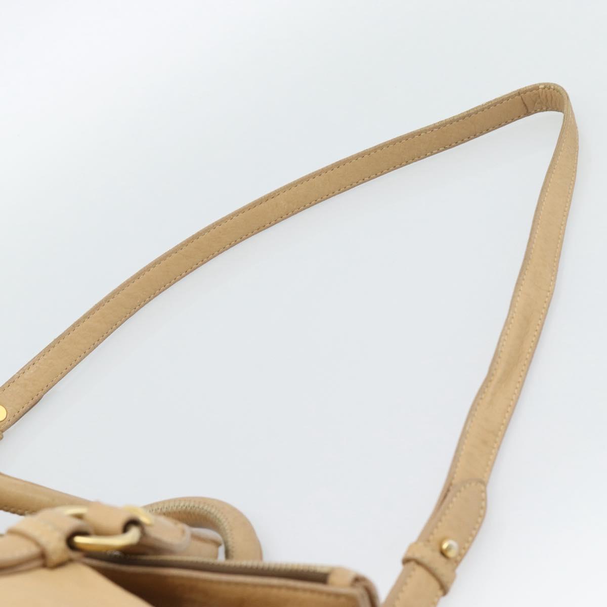 Miu Miu Hand Bag Leather 2way Beige Gold Auth 187573