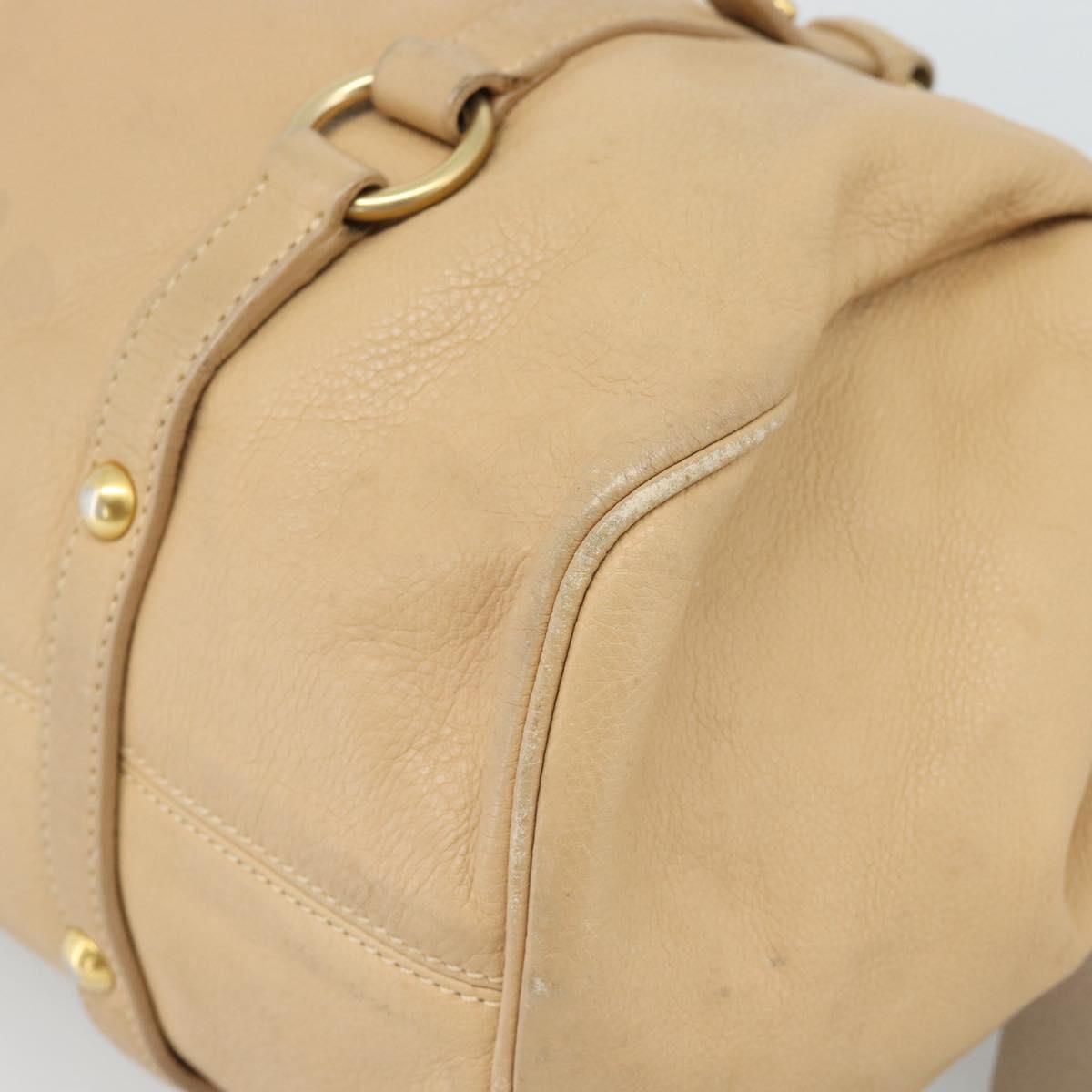 Miu Miu Hand Bag Leather 2way Beige Gold Auth 187573