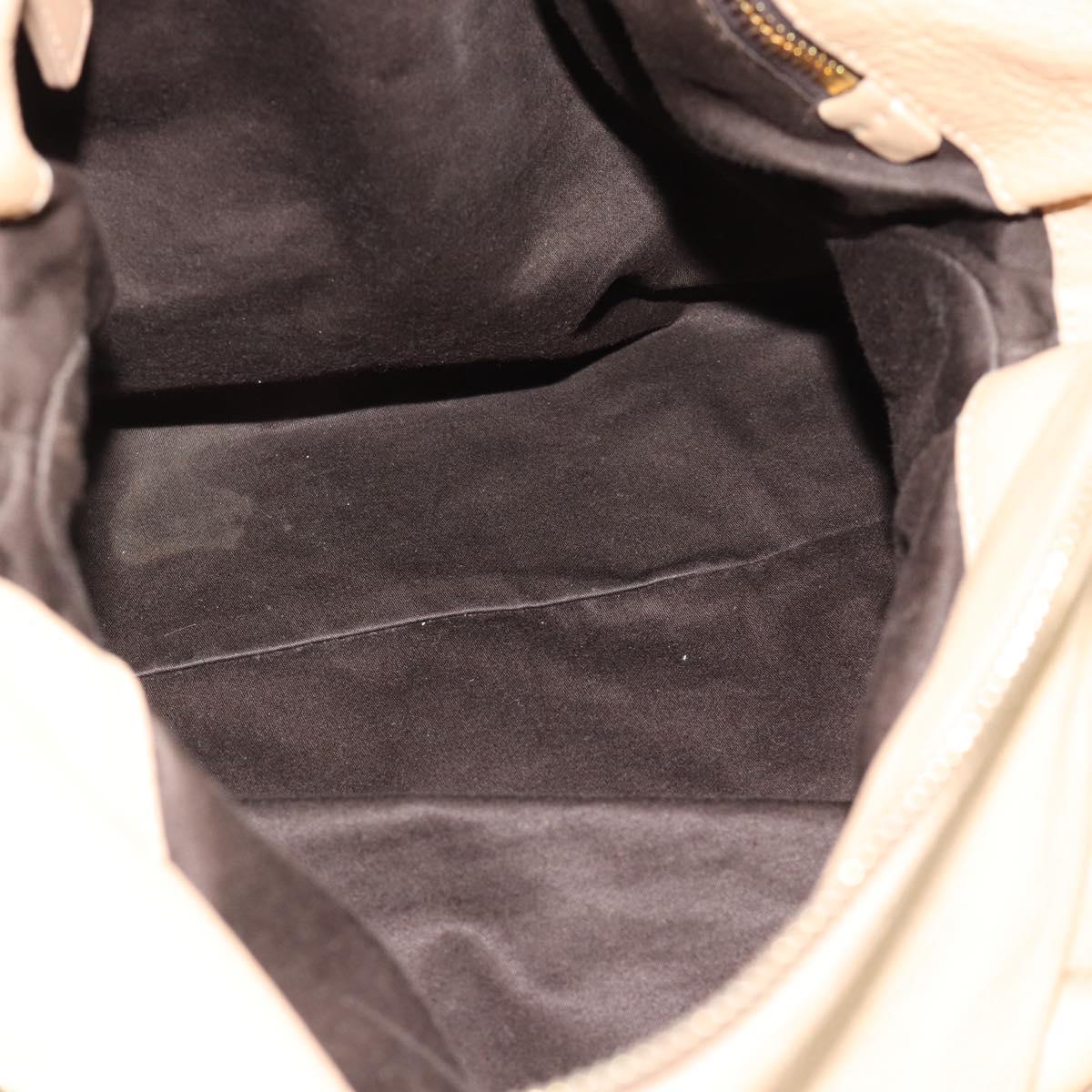 Miu Miu Hand Bag Leather 2way Beige Gold Auth 187573